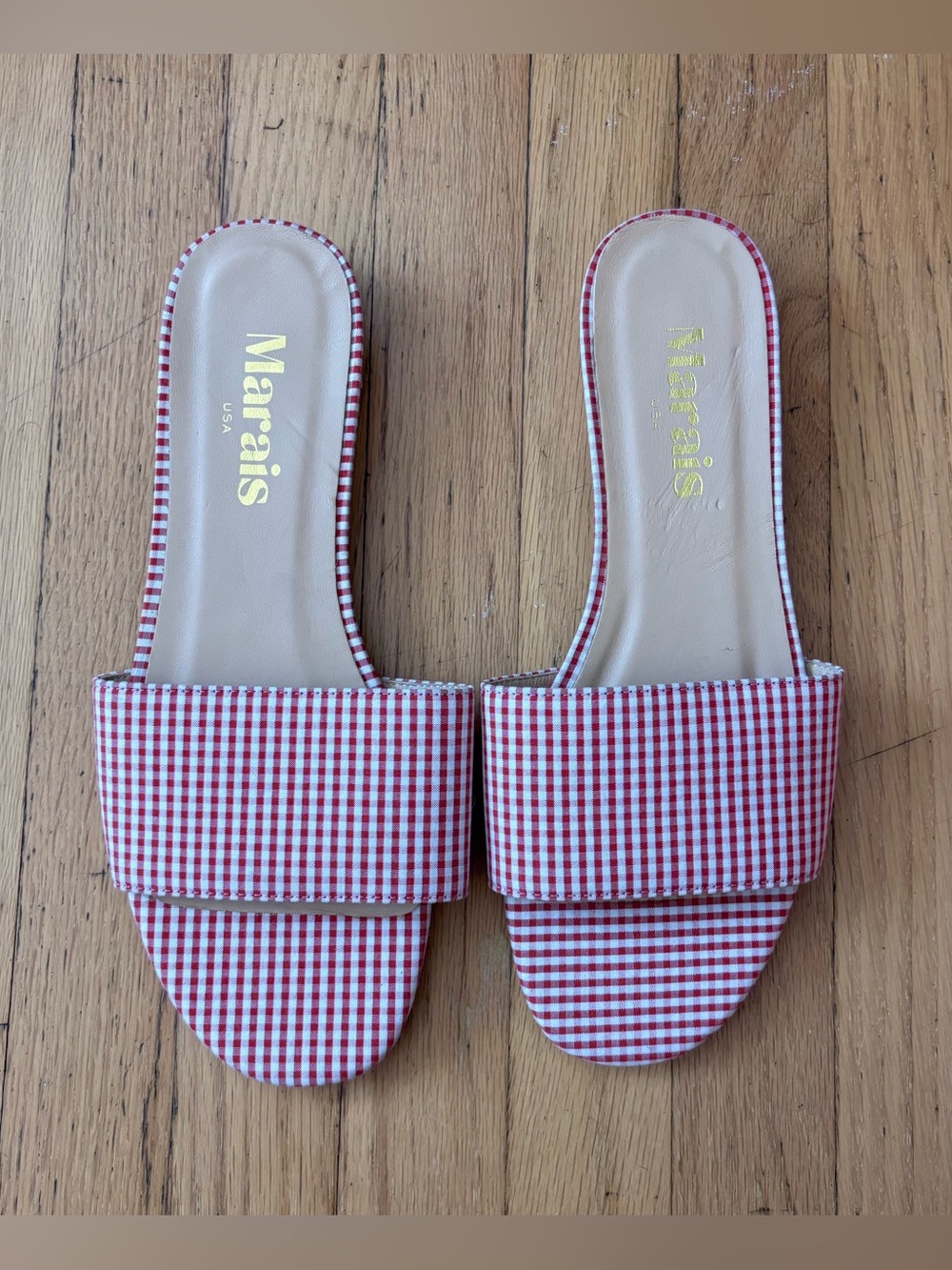 Marais USA Red Gingham Slide Sandals NEW size 10